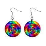 Psychedelic Rainbow Spiral 1  Button Earrings