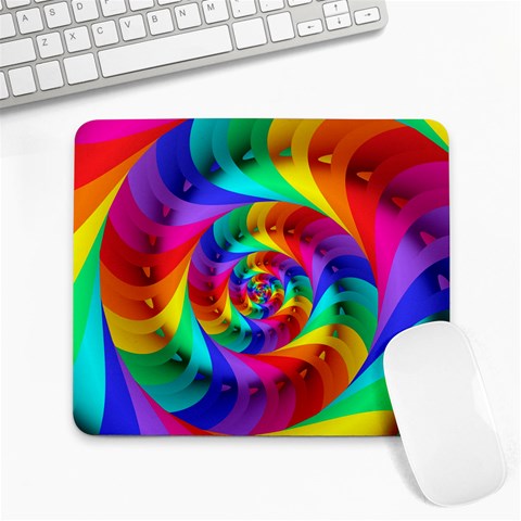 Psychedelic Rainbow Spiral Large Mousepad from ArtsNow.com Front