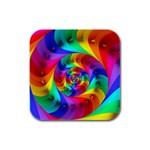 Psychedelic Rainbow Spiral Rubber Square Coaster (4 pack)