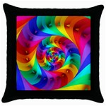 Psychedelic Rainbow Spiral Throw Pillow Case (Black)