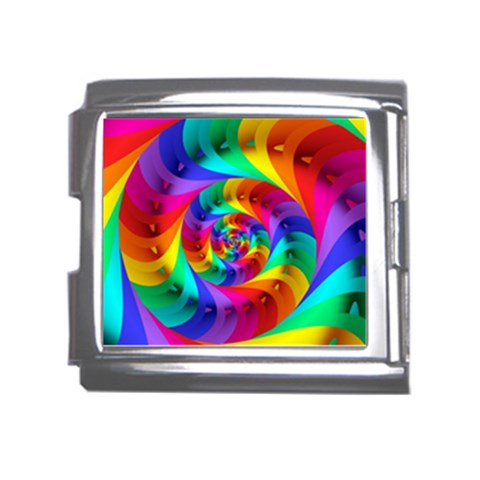 Psychedelic Rainbow Spiral Mega Link Italian Charm (18mm) from ArtsNow.com Front