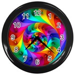 Psychedelic Rainbow Spiral Wall Clock (Black)