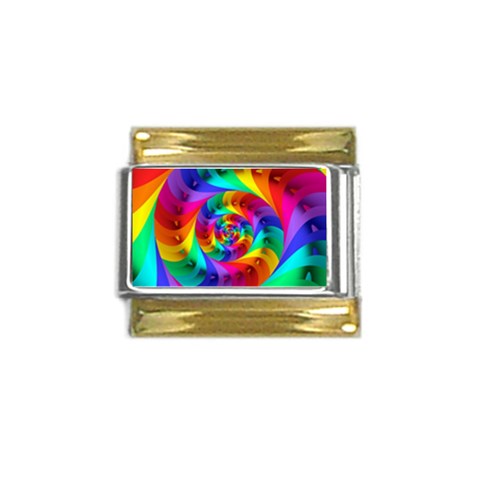 Psychedelic Rainbow Spiral Gold Trim Italian Charm (9mm) from ArtsNow.com Front