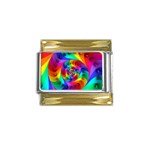 Psychedelic Rainbow Spiral Gold Trim Italian Charm (9mm)