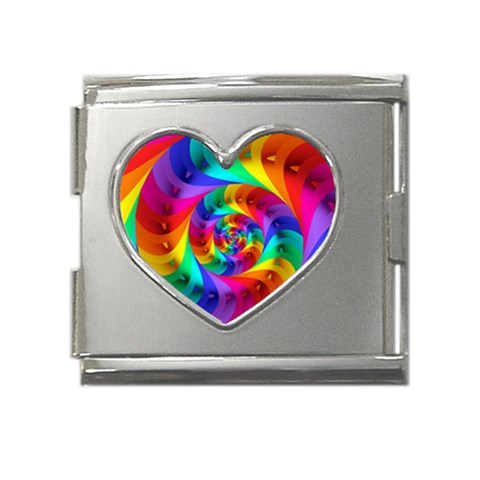 Psychedelic Rainbow Spiral Mega Link Heart Italian Charm (18mm) from ArtsNow.com Front