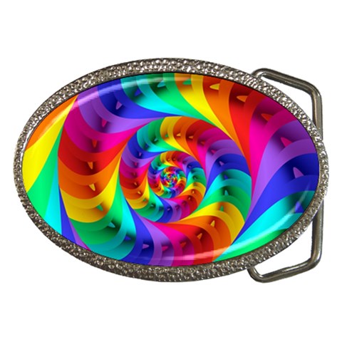 Psychedelic Rainbow Spiral Belt Buckle from ArtsNow.com Front