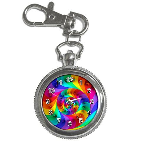 Psychedelic Rainbow Spiral Key Chain Watch from ArtsNow.com Front