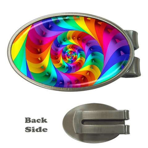 Psychedelic Rainbow Spiral Money Clip (Oval) from ArtsNow.com Front