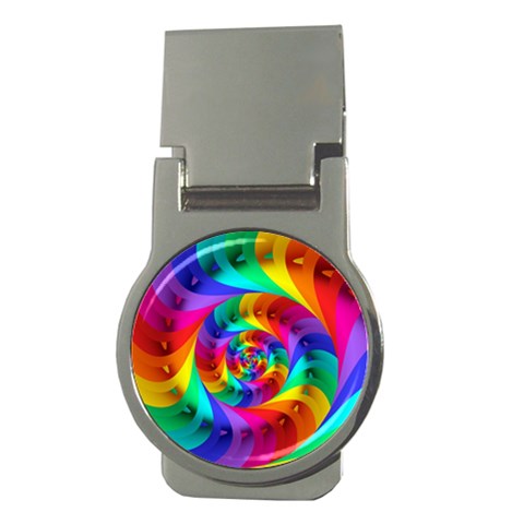 Psychedelic Rainbow Spiral Money Clip (Round) from ArtsNow.com Front