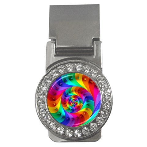 Psychedelic Rainbow Spiral Money Clip (CZ) from ArtsNow.com Front