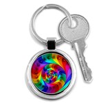 Psychedelic Rainbow Spiral Key Chain (Round)