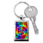 Psychedelic Rainbow Spiral Key Chain (Rectangle)