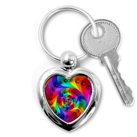 Psychedelic Rainbow Spiral Key Chain (Heart) from ArtsNow.com Front