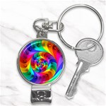 Psychedelic Rainbow Spiral Nail Clippers Key Chain