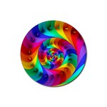 Psychedelic Rainbow Spiral Rubber Round Coaster (4 pack)