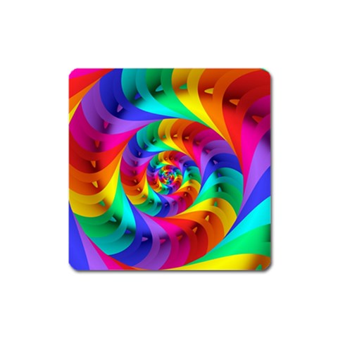 Psychedelic Rainbow Spiral Magnet (Square) from ArtsNow.com Front