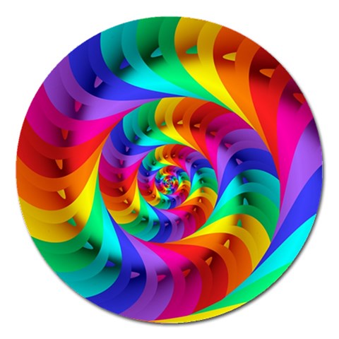 Psychedelic Rainbow Spiral Magnet 5  (Round) from ArtsNow.com Front