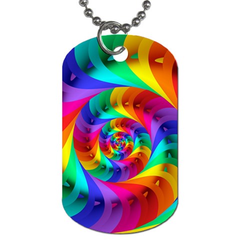 Psychedelic Rainbow Spiral Dog Tag (One Side) from ArtsNow.com Front