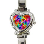 Psychedelic Rainbow Spiral Heart Italian Charm Watch