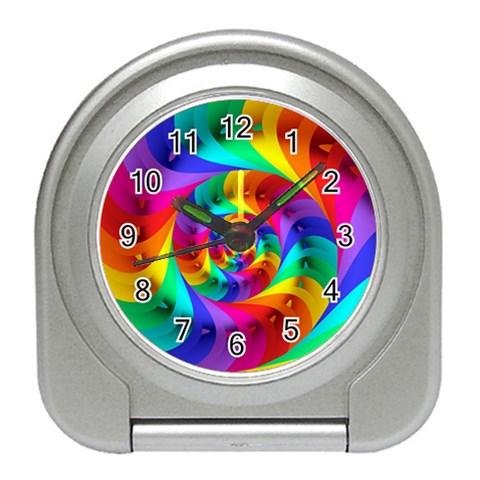 Psychedelic Rainbow Spiral Travel Alarm Clock from ArtsNow.com Front