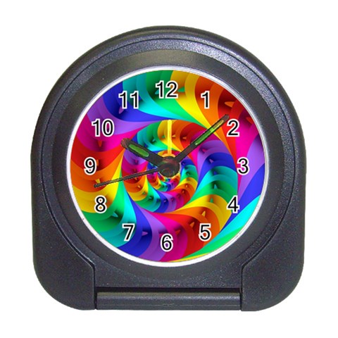 Psychedelic Rainbow Spiral Travel Alarm Clock from ArtsNow.com Front