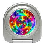 Psychedelic Rainbow Spiral Travel Alarm Clock