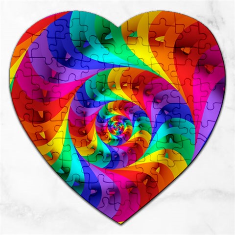 Psychedelic Rainbow Spiral Jigsaw Puzzle (Heart) from ArtsNow.com Front