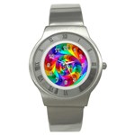 Psychedelic Rainbow Spiral Stainless Steel Watch