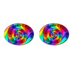 Psychedelic Rainbow Spiral Cufflinks (Oval)