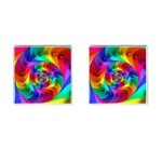 Psychedelic Rainbow Spiral Cufflinks (Square)