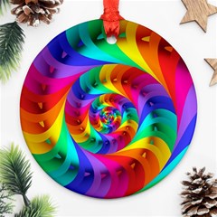 Psychedelic Rainbow Spiral Round Ornament (Two Sides) from ArtsNow.com Front