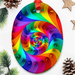 Psychedelic Rainbow Spiral Oval Ornament (Two Sides) from ArtsNow.com Front