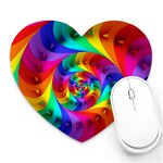 Psychedelic Rainbow Spiral Heart Mousepad