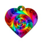 Psychedelic Rainbow Spiral Dog Tag Heart (One Side)