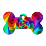 Psychedelic Rainbow Spiral Dog Tag Bone (One Side)