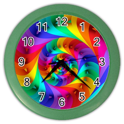 Psychedelic Rainbow Spiral Color Wall Clock from ArtsNow.com Front