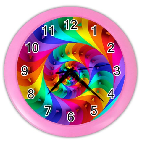 Psychedelic Rainbow Spiral Color Wall Clock from ArtsNow.com Front