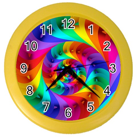 Psychedelic Rainbow Spiral Color Wall Clock from ArtsNow.com Front