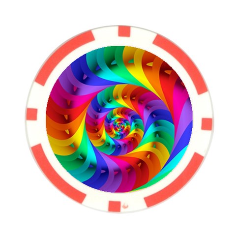 Psychedelic Rainbow Spiral Poker Chip Card Guard from ArtsNow.com Front