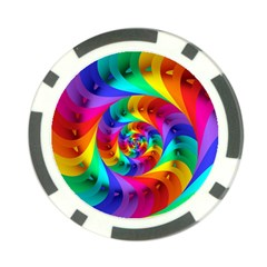 Psychedelic Rainbow Spiral Poker Chip Card Guard from ArtsNow.com Front