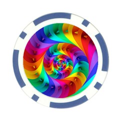 Psychedelic Rainbow Spiral Poker Chip Card Guard from ArtsNow.com Front