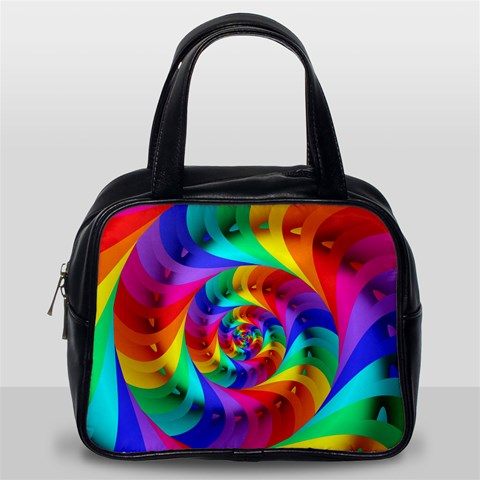 Psychedelic Rainbow Spiral Classic Handbag (One Side) from ArtsNow.com Front