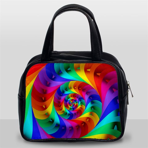 Psychedelic Rainbow Spiral Classic Handbag (Two Sides) from ArtsNow.com Front