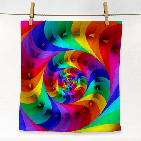 Psychedelic Rainbow Spiral Face Towel from ArtsNow.com Front