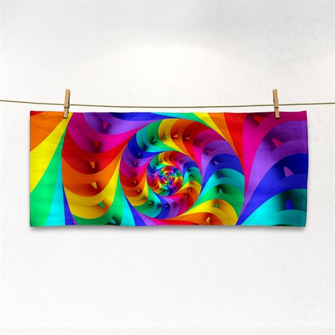 Psychedelic Rainbow Spiral Hand Towel from ArtsNow.com Front