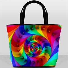 Psychedelic Rainbow Spiral Bucket Bag from ArtsNow.com Front