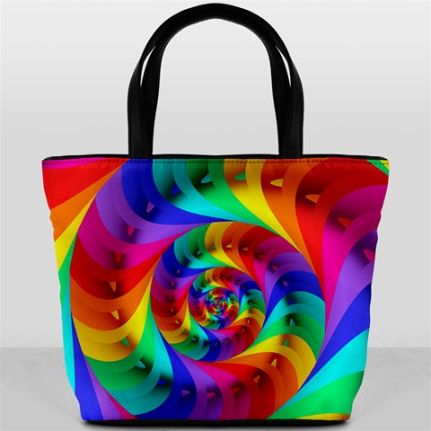 Psychedelic Rainbow Spiral Bucket Bag from ArtsNow.com Back