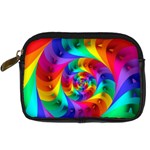 Psychedelic Rainbow Spiral Digital Camera Leather Case