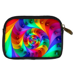 Psychedelic Rainbow Spiral Digital Camera Leather Case from ArtsNow.com Back