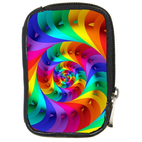 Psychedelic Rainbow Spiral Compact Camera Leather Case from ArtsNow.com Front